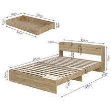 Load image into Gallery viewer, Elda Queen Bed Frame with USB Port & Drawers - Natural (p1=0.118m³ - 25.0kg) (p2=0.120m³ - 23.5kg) (p3=0.096m³ - 19.5kg) (T=0.334m³ - 68.0kg)