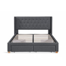Load image into Gallery viewer, Sereno Queen Bed Frame with 4 Drawers - Dark Grey
