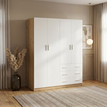 Load image into Gallery viewer, 23099-harris-4-door-wardrobe-with-3-drawers-oak-white-2601194