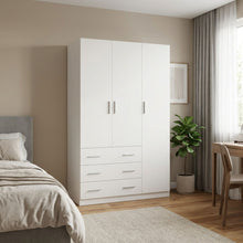 Load image into Gallery viewer, Tongass 3 Door Wardrobe with 3 Drawers - White