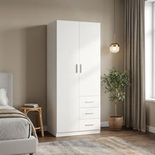 Load image into Gallery viewer, 23100-tongass-2-door-wardrobe-with-3-drawers-white-2601194