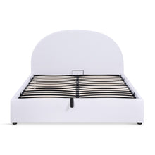 Load image into Gallery viewer, Isabella Teddy Boucle Queen Gas Lift Bed Frame - White