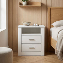 Load image into Gallery viewer, Mateo Wooden Bedside Table with 2 Drawer - White