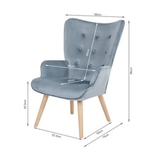 Load image into Gallery viewer, Olivia Velvet Armchair with Ottoman - Blue