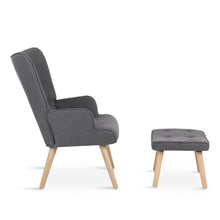 Load image into Gallery viewer, Olivia Linen Armchair with Ottoman - Grey