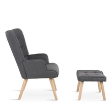 Load image into Gallery viewer, Emma Linen Armchair with Ottoman - Grey