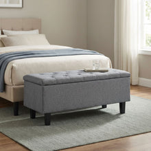 Load image into Gallery viewer, Sebastian Linen Storage Ottoman Bench - Grey