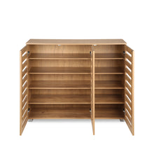 Load image into Gallery viewer, Loma 3 Door Shoe Cabinet Storage Rack - Dark Oak