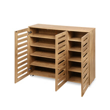 Load image into Gallery viewer, Loma 3 Door Shoe Cabinet Storage Rack - Dark Oak