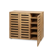 Load image into Gallery viewer, Loma 3 Door Shoe Cabinet Storage Rack - Dark Oak