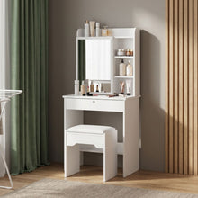 Load image into Gallery viewer, Cyclamen Dressing Table with Drawers Set 2pcs - White