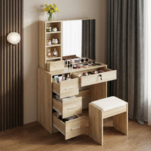 Load image into Gallery viewer, Carnation Dressing Table with Drawers Set - Oak
