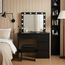Load image into Gallery viewer, Begonia 2 Piece Dressing Table with Mirror & Stool Set - Black
