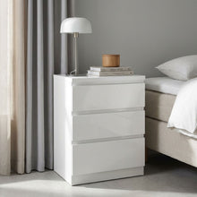 Load image into Gallery viewer, Angeles High Gloss Bedside Table with 3 Drawers - White