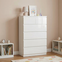 Load image into Gallery viewer, Angeles High Gloss 6 Drawer Tallboy - White