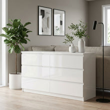 Load image into Gallery viewer, Angeles High Gloss 6 Drawer Lowboy - White