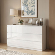 Load image into Gallery viewer, Angeles High Gloss 6 Drawer Lowboy - White