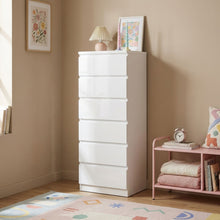 Load image into Gallery viewer, Angeles High Gloss 6 Drawer Slim Tallboy - White
