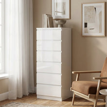 Load image into Gallery viewer, Angeles High Gloss 6 Drawer Slim Tallboy - White