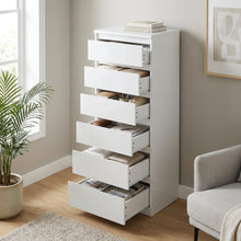 Load image into Gallery viewer, Angeles High Gloss 6 Drawer Slim Tallboy - White