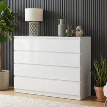 Load image into Gallery viewer, Angeles High Gloss 8 Drawer Lowboy - White