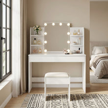 Load image into Gallery viewer, Celosia 2 Piece Dressing Table with Mirror & Stool Set - White