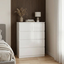 Load image into Gallery viewer, Angeles High Gloss 5 Drawer Tallboy - White