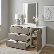 Load image into Gallery viewer, Waipoua 4 Drawer Low Boy with Mirror- GREY OAK