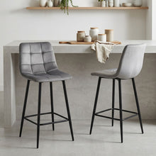 Load image into Gallery viewer, Primo Velvet Bar Stool - Set Of 2 - Grey