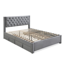 Load image into Gallery viewer, Montana Velvet Queen Bed Frame with 4 Drawers - Grey