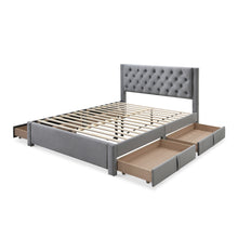 Load image into Gallery viewer, Montana Velvet Queen Bed Frame with 4 Drawers - Grey