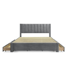 Load image into Gallery viewer, Columbia Super King Fabric Bed Frame with 4 Drawers - Grey