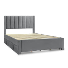 Load image into Gallery viewer, Columbia Double Fabric Bed Frame with 4 Drawers - Grey