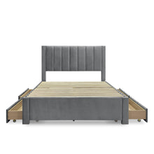 Load image into Gallery viewer, Columbia Double Fabric Bed Frame with 4 Drawers - Grey