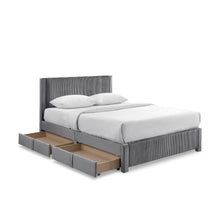 Load image into Gallery viewer, Gower Queen Fabric Bed Frame with 4 Drawers - Grey