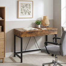 Load image into Gallery viewer, Brooks 100cm Computer Desk with 2 Drawers - Rustic Brown