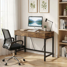 Load image into Gallery viewer, Brooks 100cm Computer Desk with 2 Drawers - Rustic Brown