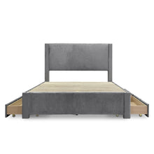 Load image into Gallery viewer, Gower Double Fabric Bed Frame with 4 Drawers - Grey