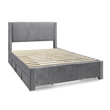 Load image into Gallery viewer, Gower Double Fabric Bed Frame with 4 Drawers - Grey