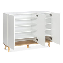 Load image into Gallery viewer, Hudson 3 Door Shoe Cabinet Storage Rack - White