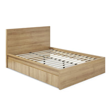 Load image into Gallery viewer, Harris Double Wooden Bed Frame with Storage - Oak