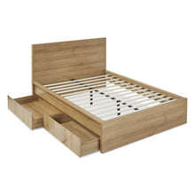 Load image into Gallery viewer, Harris Double Wooden Bed Frame with Storage - Oak