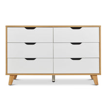 Load image into Gallery viewer, r-22253S-chertz-Wooden-Low-Boy-6-Drawers-Oak-2