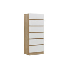 Load image into Gallery viewer, r-22200Harris 6 Drawers Slim Tallboy - Oak + White1