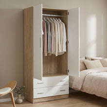 Load image into Gallery viewer, Bram 2 Door Wardrobe with 2 Drawers - Oak + White