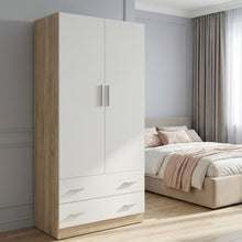 Load image into Gallery viewer, Bram 2 Door Wardrobe with 2 Drawers - Oak + White