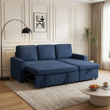 Load image into Gallery viewer, Amy 3 Seater Sofa Bed with Storage - Blue