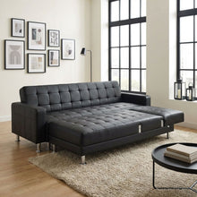 Load image into Gallery viewer, Minnesota 5 Seater Sofa Bed Futon with Chaise - Black