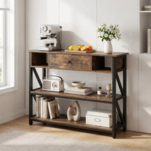 Load image into Gallery viewer, Atlas 1m Console Table with Drawer - Rustic Brown