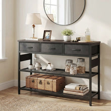 Load image into Gallery viewer, Shrike Console Table with 3 Drawers - Black Walnut